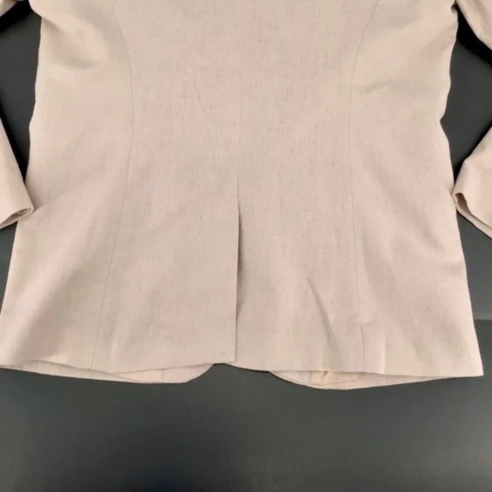 Dalia Linen Light Pink Shoulder Pad Faux Pockets Blazer Size Medium - Picture 10 of 13